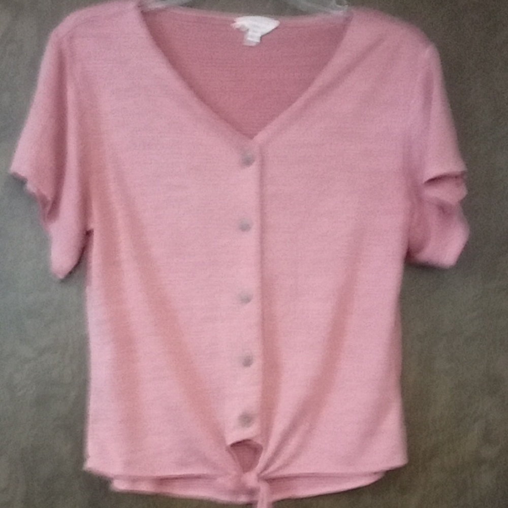 Weatherproof Pink Button-Up Blouse